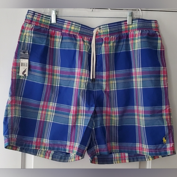 Polo Ralph Lauren Mens Big & Tall Plaid Swim Trunk Swimwear - Size 2XB - NWT